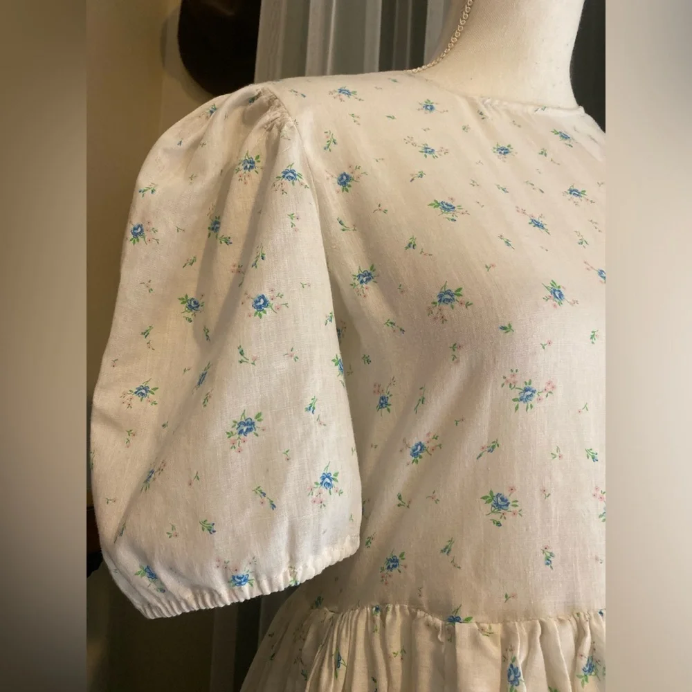 Vintage 70’s handmade prairie puff sleeve mini dress - Picture 5 of 8